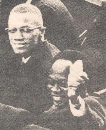 Figure 5: Malcolm X sits close to Kwame Nkrumah at a rally for the American Committee in Africa in New York