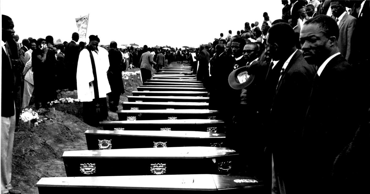 Figure 2: Final remains of those killed during the Massacre awaiting final burial