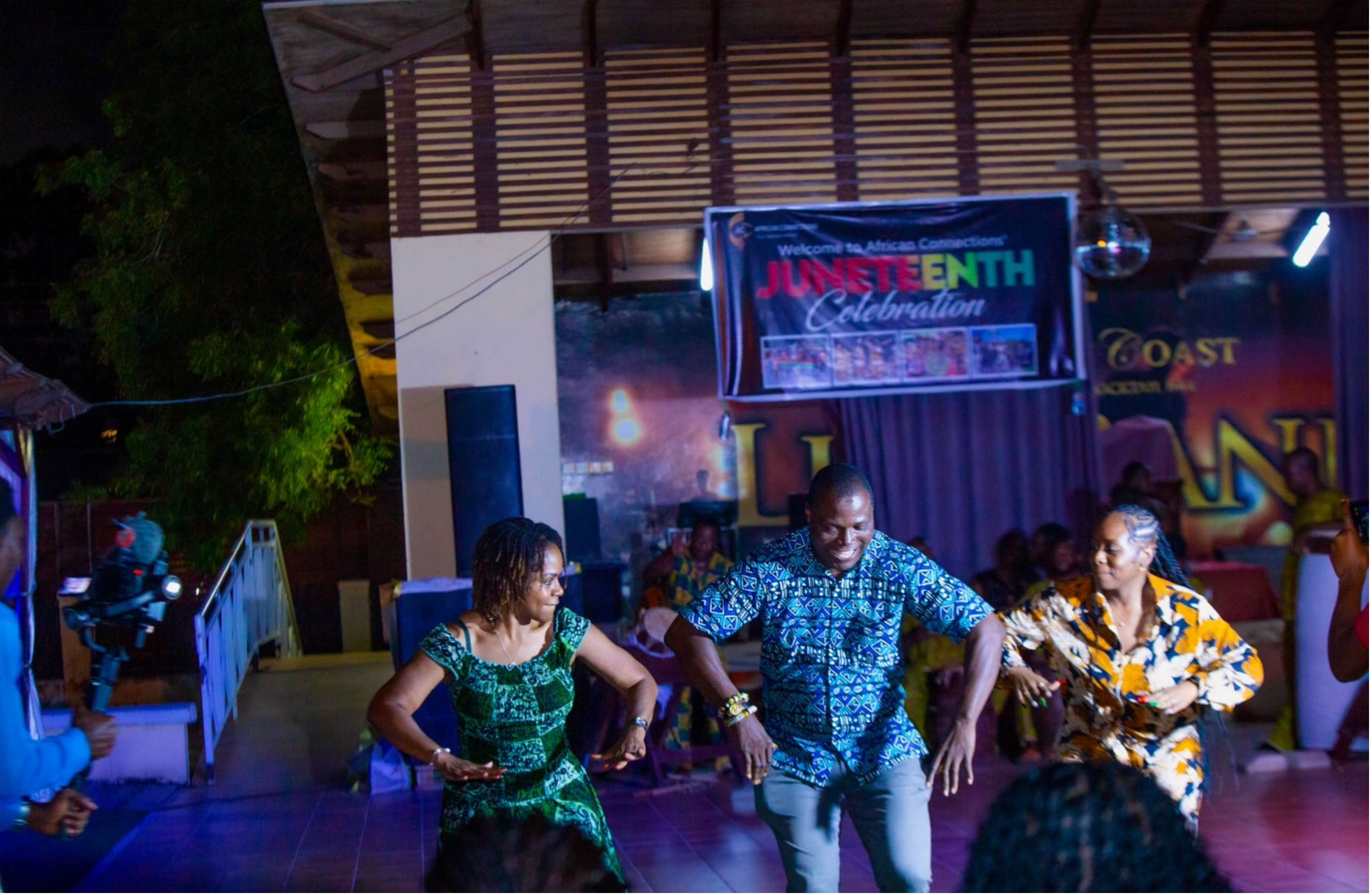 Figure 5: African Americans learning Ghanaian dance steps at a Juneteenth Party in Ghana