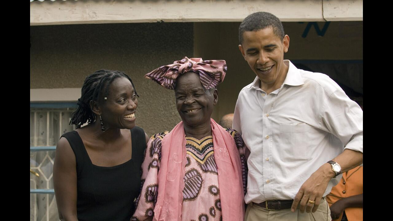 Figure 5: President Obama reconnects with his sister, Dr. Auma Obama and grandmother, Mama Sarah Obama during his visit to Kenya