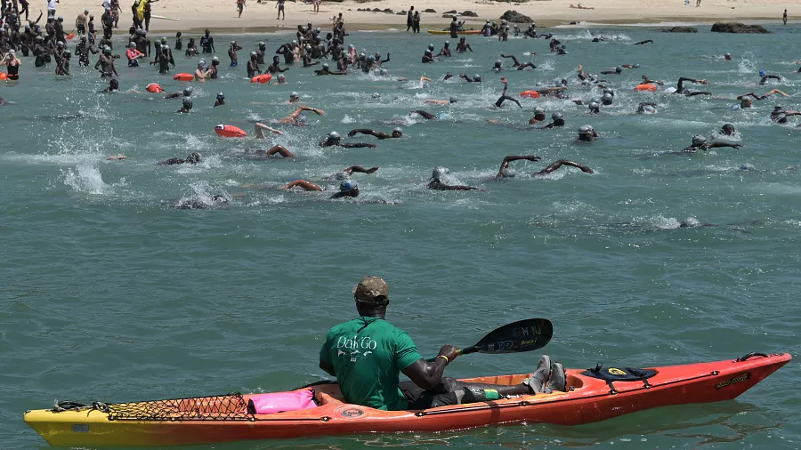 Figure 2: Swimmers from all over the world take part in the Dakar Swim each year to honor the courage and resilience of the ancestors