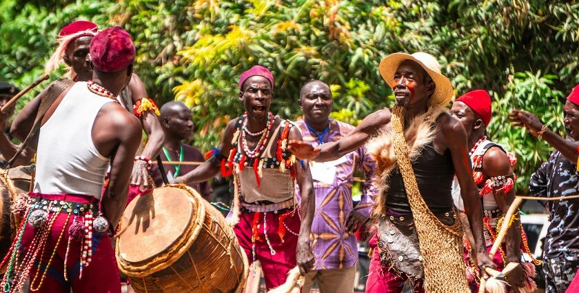 Figure 3: The Dakar swim is infused with drumming and dancing as both tourists and locals cheer on the swimmers