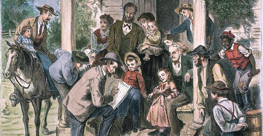 Figure 1: Depiction of the 1860 Census taking where Blacks were added as statistics and addenda to white families.