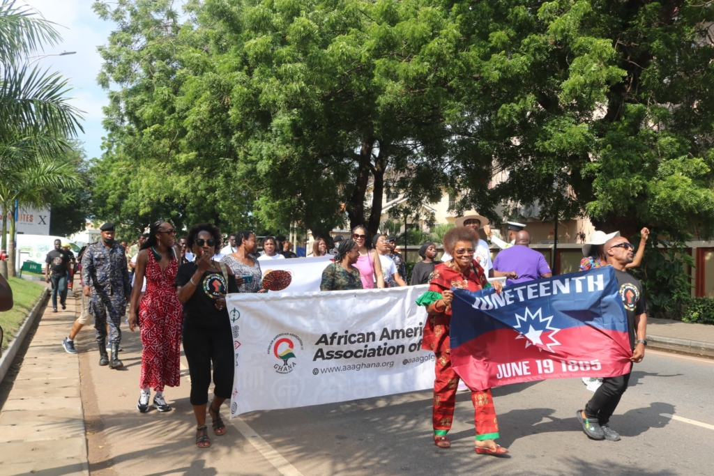 Figure 2:  Celebratory parades led by the African American Association of Ghana have become a significant part of Juneteenth celebrations in Ghana