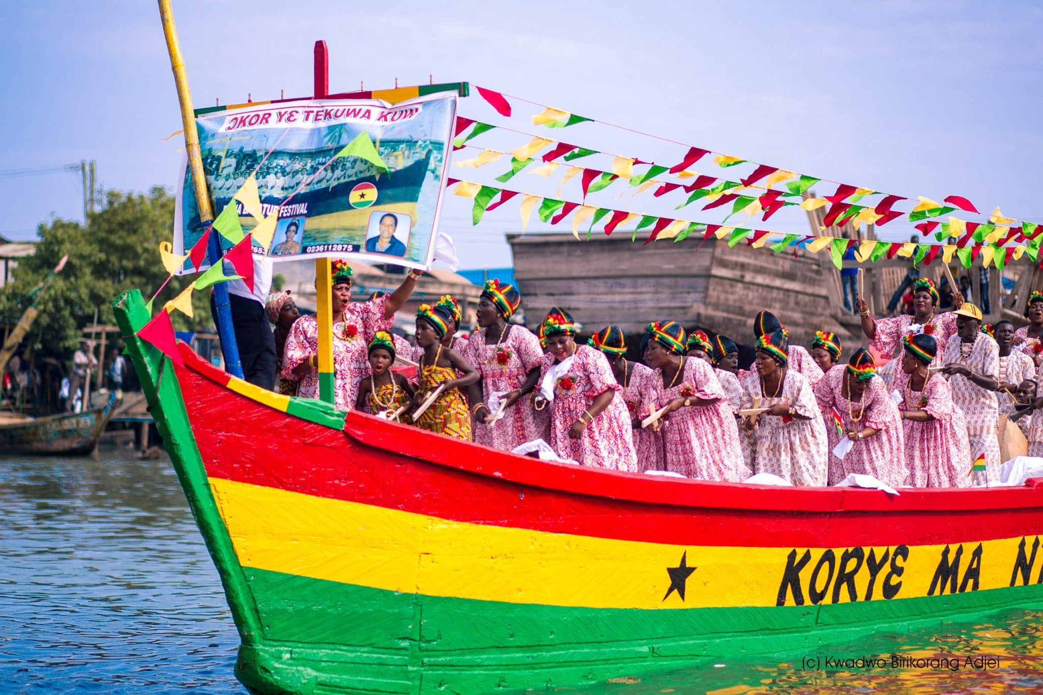 Figure 1: Canoe regatta on the Benya Lagoon adds color to Bakatue celebrations each year